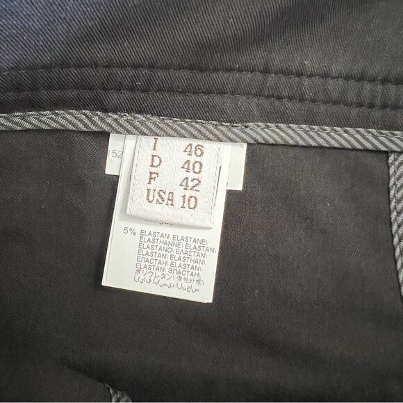 Brunello Cucinelli Black Cotton Stretch Tapered Trouser Pants Mid Rise Size 10 - Picture 8 of 10